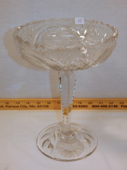 Cut Glass Compote - 9¼" Tall