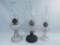 3 Old Oil Lamps - 1 W/ Frosted Font, 19½