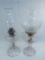 2 Old Oil Lamps - 1 W/ Frosted Font, 20