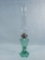 Old Oil Lamp - Green Glass Serpent, 21