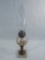 Old Oil Lamp - Marble Base W/ Patterned Glass, 18