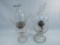 2 Old Oil Lamps - Patterned Glass, 18