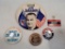 Political Buttons - 3 LBJ, Shirley Chisholm, Edmond Muskie