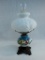 Small Oil Lamp W/ Milk Glass Shade