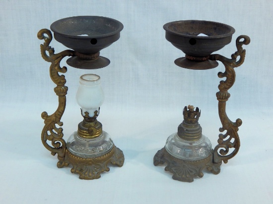 2 Cresolene Kerosene Vapo Lamps, 6" - 1 Without Shade