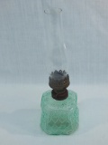 Small Old Oil Lamp - Patterned Glass, 12