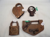 4 Misc. Locks - L&N Railroad, Sterling Jr., Yale Wabash Made For Signal Dep