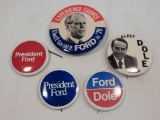 Political Buttons - 5 Ford & Dole