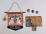 Political Buttons - 3 Franklin Roosevelt, Franklin Roosevelt Banner, Frankl