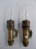 2 Train Car Brass Oil Lamps