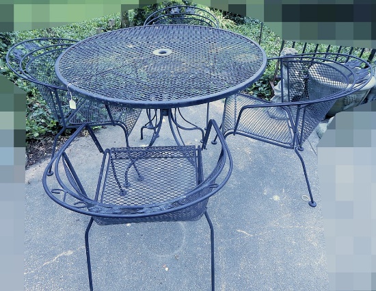 Iron Patio Table W/ 4 Chairs