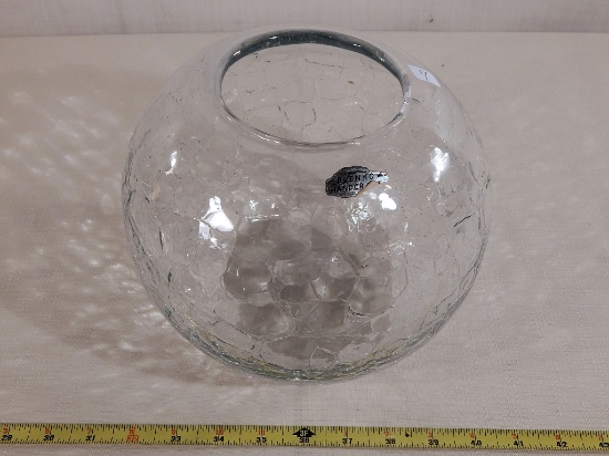 Vintage 1960s Blenko Glass Crackle Glass Vase - 8"