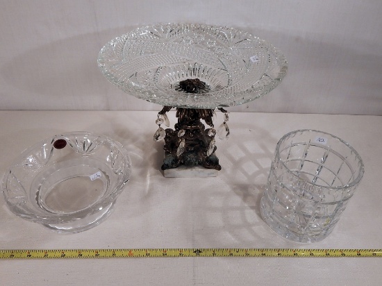 Vintage Large Compote On Marble - 9"x12"; Gorham Crystal Bowl; Cut Glass Va