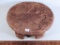 Hand Carved Round Wooden Cookie Mold W/ Man Riding Chicken - 11½
