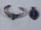 Signed Sterling & Turquoise Bracelet; .925 Turquoise Pendant