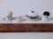 Limoges Lady Bug Trinket Box; Tiny Staffordshire Dog; Tiny China Doll Head;