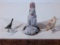 Vintage Bunny; Germany Cloth Chicken; Bavaria Porcelain Bird