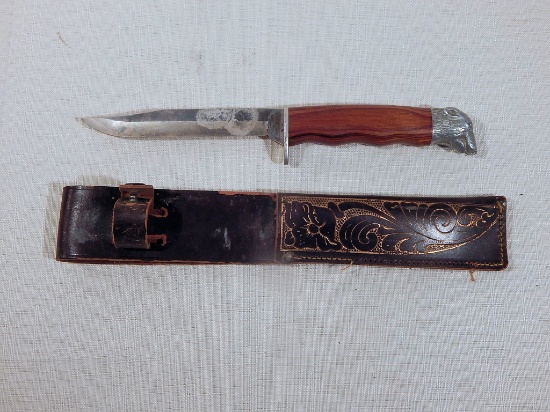 Vintage Schrade Walden Knife & Case W/ Pewter Bear's Head