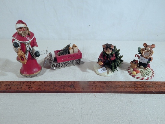 2 Donna Little Figures; Midwest Santa & Sleigh