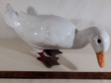 Glazed Pottery Goose W/ Metal Feet - 10