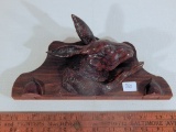 Carved Wooden Rabbit Clock Topper - Old Repair On Ear