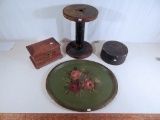 Wooden Box; Old Wooden Spool - 12
