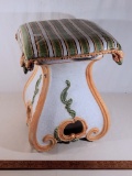 Vintage Italy Hand Painted Stool - Some Paint & Glaze Loss On Top