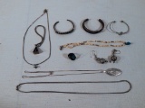 10 Pieces Costume Jewelry - .925 Locket & Chain; Other Sterling; More