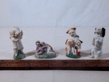 4 Heavy Old Staffordshire Figures - Dog Is 3¼