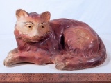Large Old Hand Painted Chalk Cat - 14