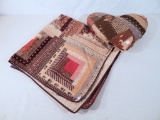 Small Hand Made Quilt - 31 Square, Some Stains; Very Old Pillow