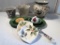 Ice Cream Scoop; 2 Plates; Butter Dish; 2 Planters; Hand Painted Vase; Tray
