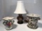 Small Asian Lamp, Cache Pot & Vase