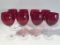 Set Of 8 Stems - Red Bowls W/ Clear Stems