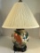 Vintage Ginger Jar Lamp W/ Wooden Base - Fish Motif, 27