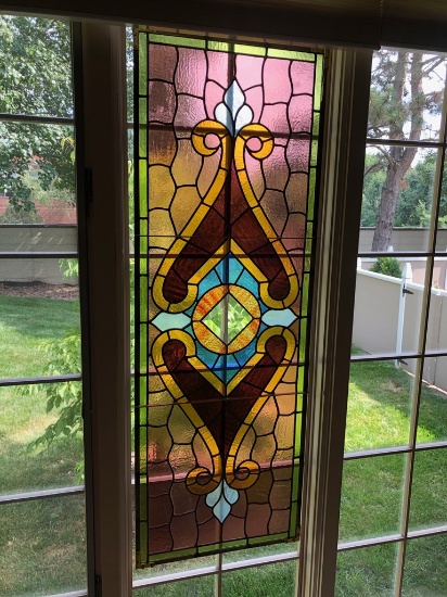 Large Stained & Beveled Glass Panel - 53"x18½"