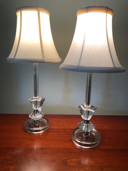 Pair Vintage Glass Vanity Lamps