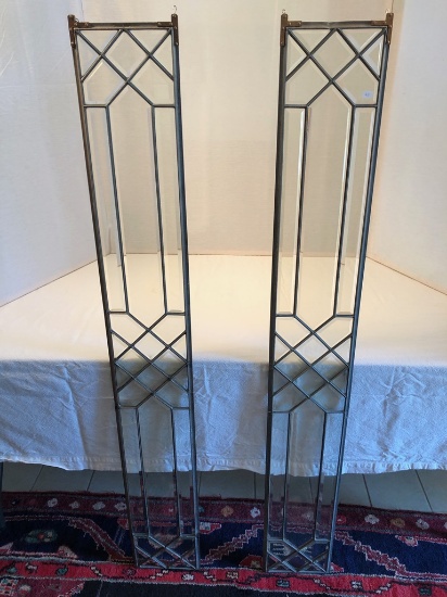 Pair Leaded & Beveled Glass Panels - 57" X 8"