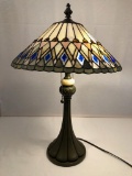 Cast Metal & Marble Stained Glass Lamp - 25