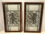 Pair Leaded & Beveled Glass Panels - 13