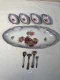 Germany Celery Dish; 4 Salts; 4 Old Spoons