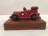 Old Iron Fire Truck On Wooden Base - 2½