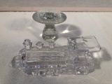 Art Glass Mushroom Paperweight; Glass Locomotive