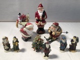 Signed Hand Painted Santa - 24/1000; 9 Misc. Christmas Items