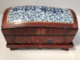 Very Nice Chinese Hand Painted & Lacquered Covered Box - 12