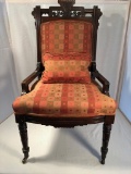 Victorian Eastlake Side Chair W/ Custom Upholstery & 2 Matching Pillows