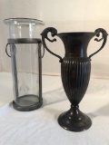 Heavy Metal Vase; Iron & Glass Vase - 11½