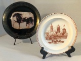 Hall's Kansas City Plate By Wedgwood; Reverse Painted Charger & Stand - 13