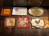 Large Lot Serving Platters; Basket