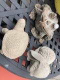 Concrete Turtle & Rabbit; Pottery Frog